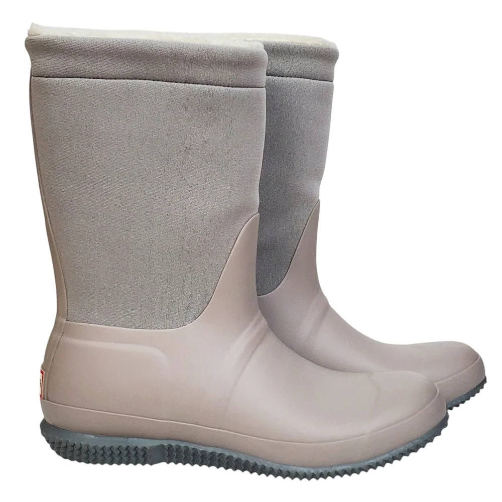 NWT Hunter original insulated roll top sherpa rain boots gray winter outdoor